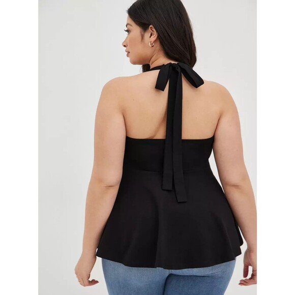 NWT Torrid Black Foxy Halter Neck Peplum Top Size 3 or 22/24 Plus - Picture 4 of 4